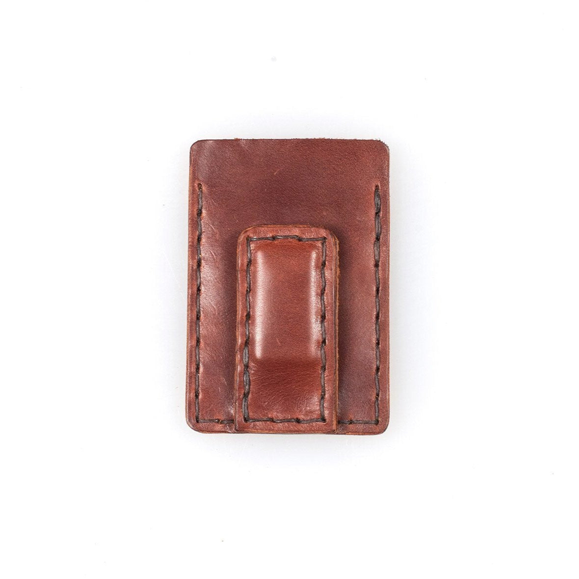 SLIM LEATHER CARD WALLET WITH MAGNETIC MONEY CLIP
