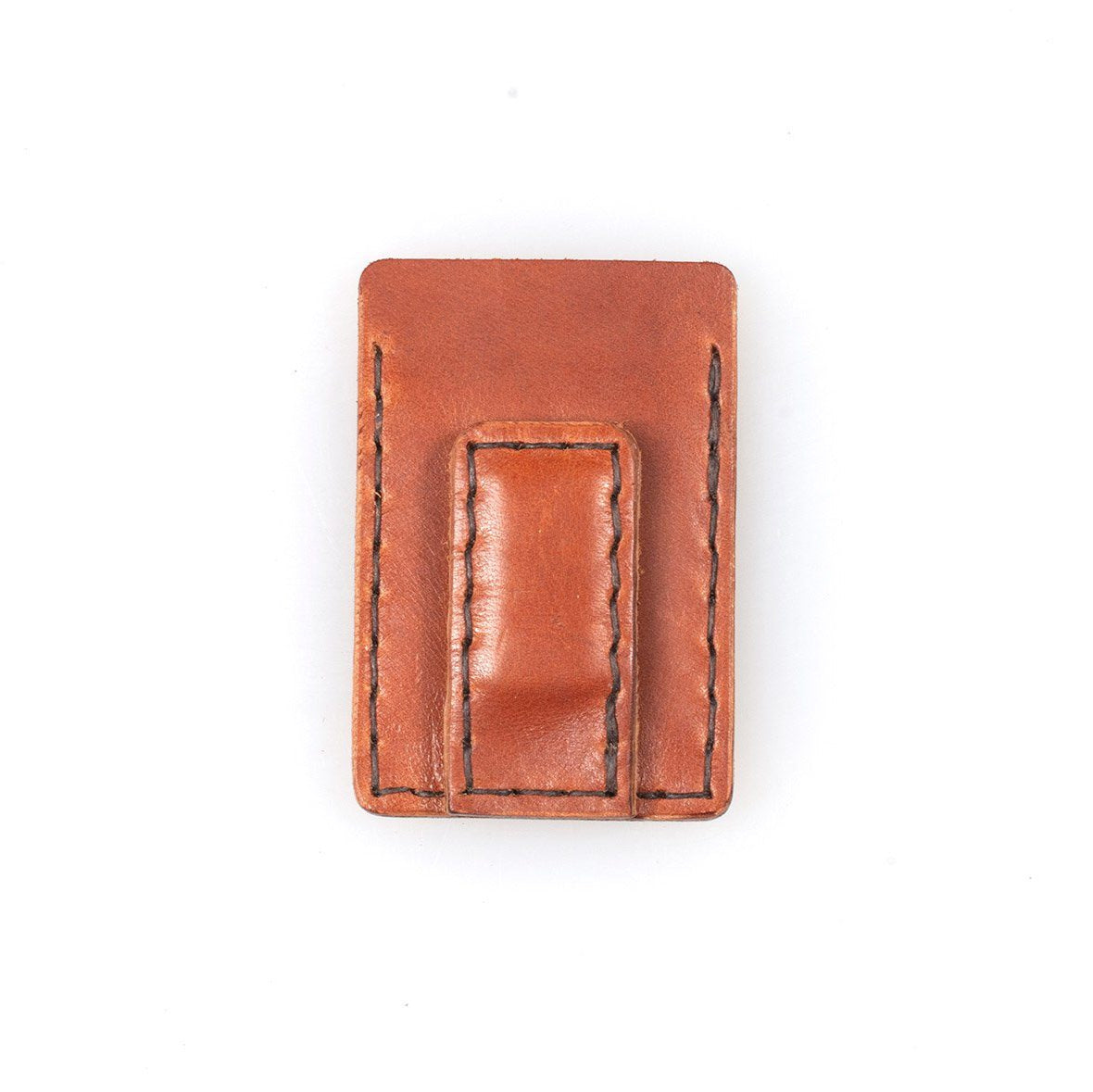 SLIM LEATHER CARD WALLET WITH MAGNETIC MONEY CLIP