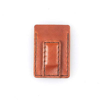 SLIM LEATHER CARD WALLET WITH MAGNETIC MONEY CLIP