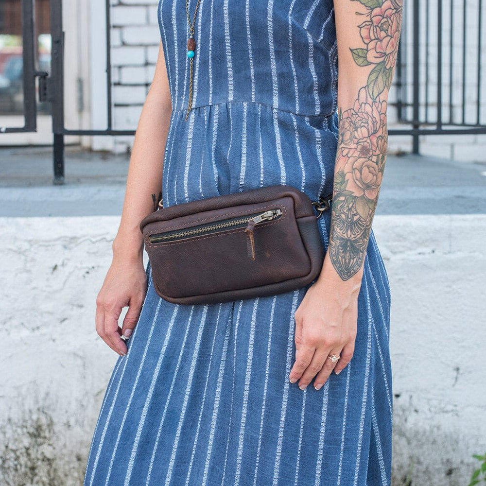 LEATHER FANNY PACK / LEATHER WAIST BAG - MOCHA